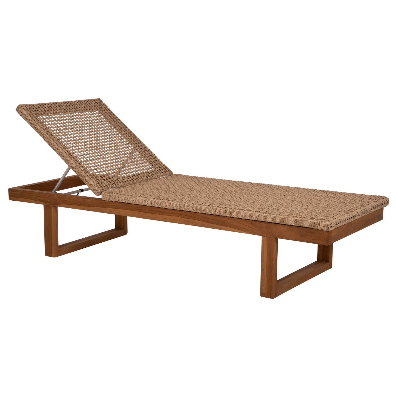 xaplostra-fb95993-teak-xylo-kai-schoini-1-1 ΞΑΠΛΩΣΤΡΑ PATRON HM5993 TEAK ΞΥΛΟ ΚΑΙ ΣΧΟΙΝΙ VIRO ΣΕ ΠΛΕΞΗ WICKER 191x65x86Yεκ. - Image 1