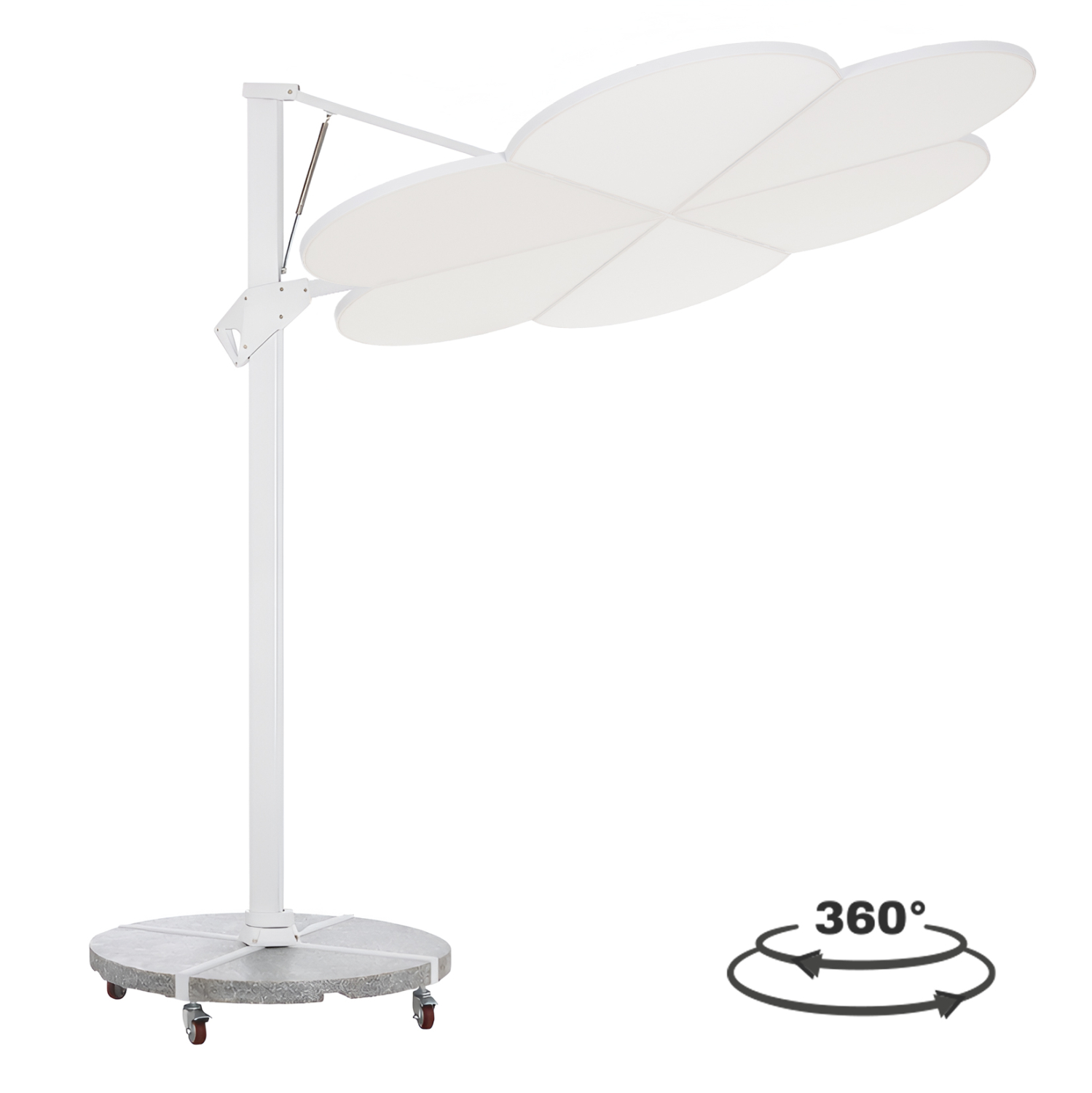 omprela-me-basi-flower-fb92128602-aloymi ΟΜΠΡΕΛΑ ΜΕ ΒΑΣΗ ΣΕΙΡΑ CANNOPY (flower) HM21286.02 ΑΛΟΥΜΙΝΙΟ-ΓΡΑΝΙΤΗΣ-ΛΕΥΚΟ 2,38x2,2μ - Image 1