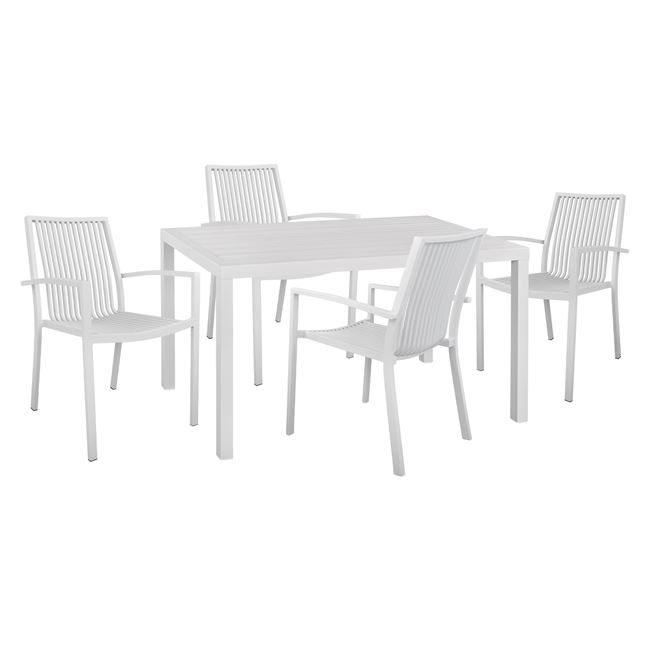 set-5tmch-me-trapezi-140ch80ch755y-karek-3 ΣΕΤ 5ΤΜΧ ΜΕ ΤΡΑΠΕΖΙ 140Χ80Χ75,5Υ & ΚΑΡΕΚΛΕΣ ΑΛΟΥΜΙΝΙΟΥ ΣΕ ΛΕΥΚΟ ΧΡΩΜΑ HM10527 - Image 1