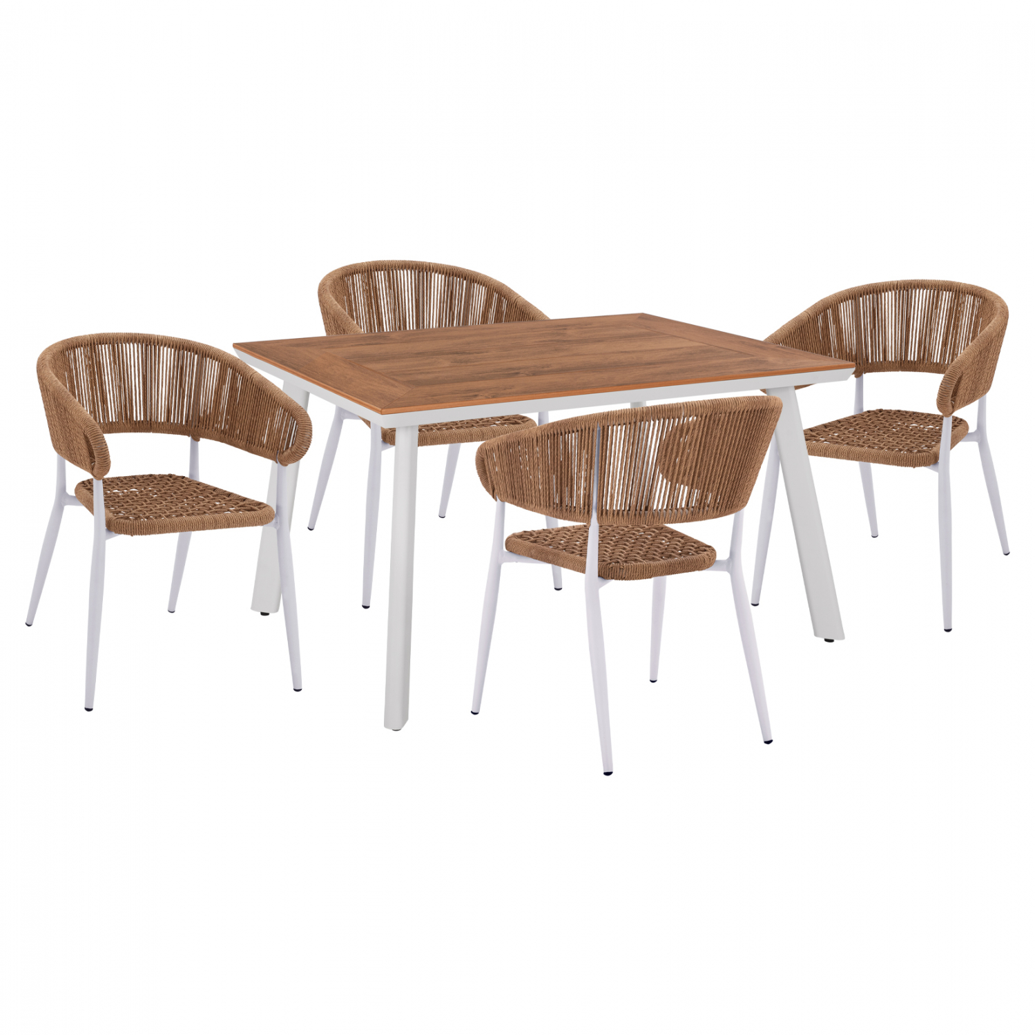 set-trapezaria-5tmch-me-trapezi-polywood-4 ΣΕΤ ΤΡΑΠΕΖΑΡΙΑ 5ΤΜΧ ΜΕ ΤΡΑΠΕΖΙ POLYWOOD 120Χ80 & ΠΟΛΥΘΡΟΝΕΣ ΛΕΥΚΕΣ HM11428 - Image 1