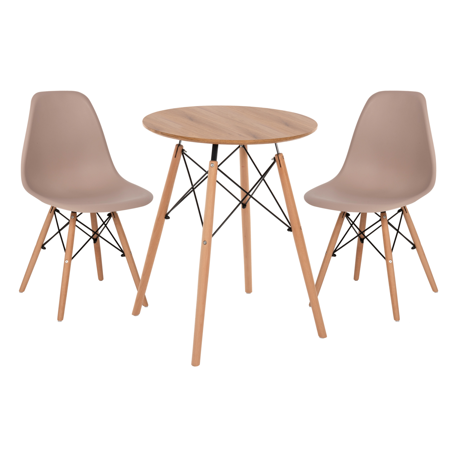 set-trapezarias-3tmch-fb921370-stroggylo ΣΕΤ ΤΡΑΠΕΖΑΡΙΑΣ 3ΤΜΧ TWIST HM21370 ΣΤΡΟΓΓΥΛΟ ΤΡΑΠΕΖΙ Φ60 & 2 ΚΑΡΕΚΛΕΣ ΣΕ ΚΑΠΟΥΤΣΙΝΟ - Image 1