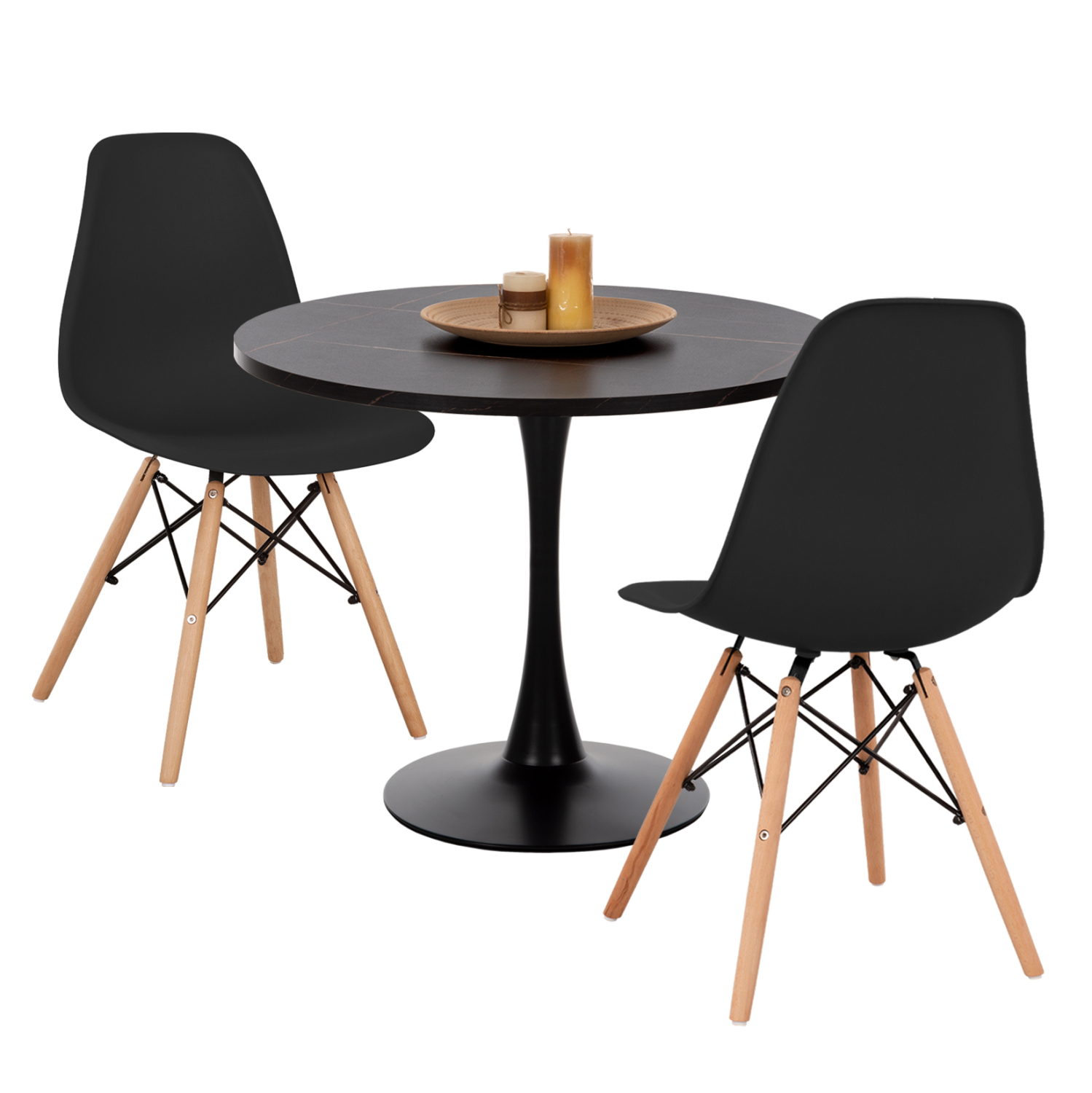 set-trapezarias-3tmch-fb921389-stroggylo ΣΕΤ ΤΡΑΠΕΖΑΡΙΑΣ 3ΤΜΧ ROLLO HM21389 ΣΤΡΟΓΓΥΛΟ ΤΡΑΠΕΖΙ--2 ΚΑΡΕΚΛΕΣ ΣΕ ΜΑΥΡΟ - Image 1
