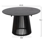 ΣΕΤ ΤΡΑΠΕΖΑΡΙΑΣ 5ΤΜΧ OSLO HM21075.01 ΣΤΡΟΓΓΥΛΟ ΤΡΑΠΕΖΙ Φ120εκ. & 4 ΚΑΡΕΚΛΕΣ-ΜΑΥΡΟ - Image 2
