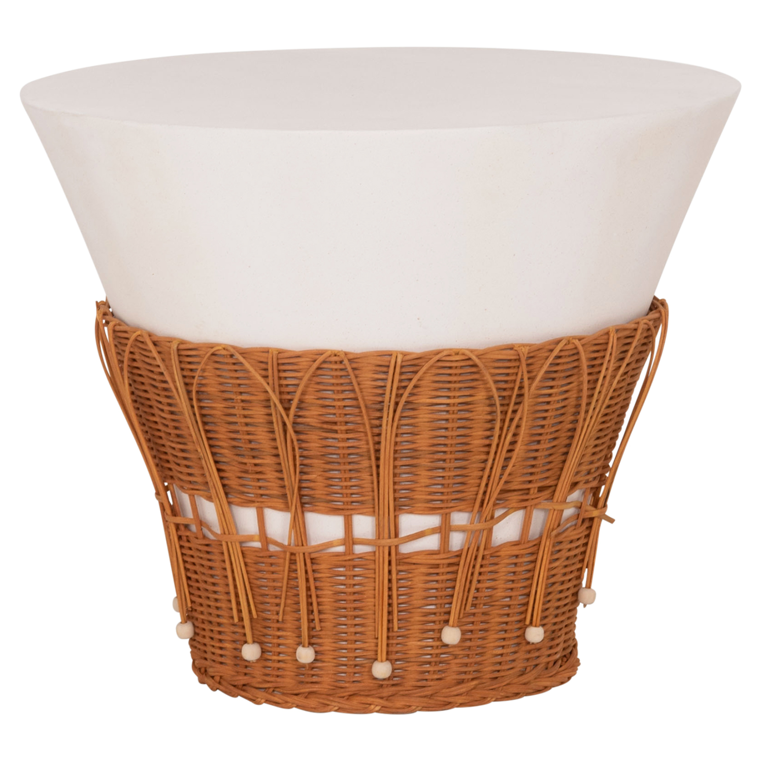 trapezi-salonioy-fb91816402l-fiber-cemen ΤΡΑΠΕΖΙ ΣΑΛΟΝΙΟΥ PERRAL HM18164.02L FIBER CEMENT ΛΕΥΚΟ-ΦΥΣΙΚΟ RATTAN--Φ55x45Υεκ - Image 1