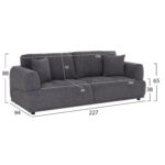 ΚΑΝΑΠΕΣ 3-ΘΕΣΙΟΣ STRUCTO HM3329.01 ΓΚΡΙ ΥΦΑΣΜΑ 227x94x88Υεκ. - Image 2