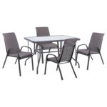 ΣΕΤ ΤΡΑΠΕΖΑΡΙΑΣ 5ΤΜΧ HM10566.01- 4 ΚΑΡΕΚΛΕΣ ΜΕ ΜΑΞΙΛΑΡΙ & ΤΡΑΠΕΖΙ 110x60 ΓΚΡΙ
