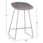 ΣΚΑΜΠΟ ΜΠΑΡ NAILA HM9299.10 ΓΚΡΙ ΜΕΣΑΙΟΥ ΥΨΟΥΣ 44x44x74Yεκ. - Image 2