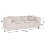 ΚΑΝΑΠΕΣ 3-ΘΕΣΙΟΣ NORIKA HM3331.02 ΕΚΡΟΥ ΥΦΑΣΜΑ 220x88x85Υεκ. - Image 2