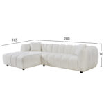 ΚΑΝΑΠΕΣ ΓΩΝΙΑ (ΑΡΙΣΤΕΡΗ) LYKKE HM3326.02L ΕΚΡΟΥ ΥΦΑΣΜΑ 280x89-165(η γωνία)x70Υεκ - Image 2