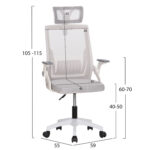 ΚΑΡΕΚΛΑ ΓΡΑΦΕΙΟΥ MATRON HM1226.02 ΛΕΥΚΟ PP--ΑΝΟΙΧΤΟ ΓΚΡΙ MESH 59x55x115Υεκ - Image 2