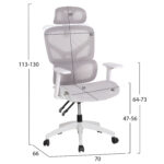 ΚΑΡΕΚΛΑ ΓΡΑΦΕΙΟΥ APEX HM1227.02 ΛΕΥΚΟ PP--ΑΝΟΙΧΤΟ ΓΚΡΙ MESH 70x66x113-130Υεκ - Image 2