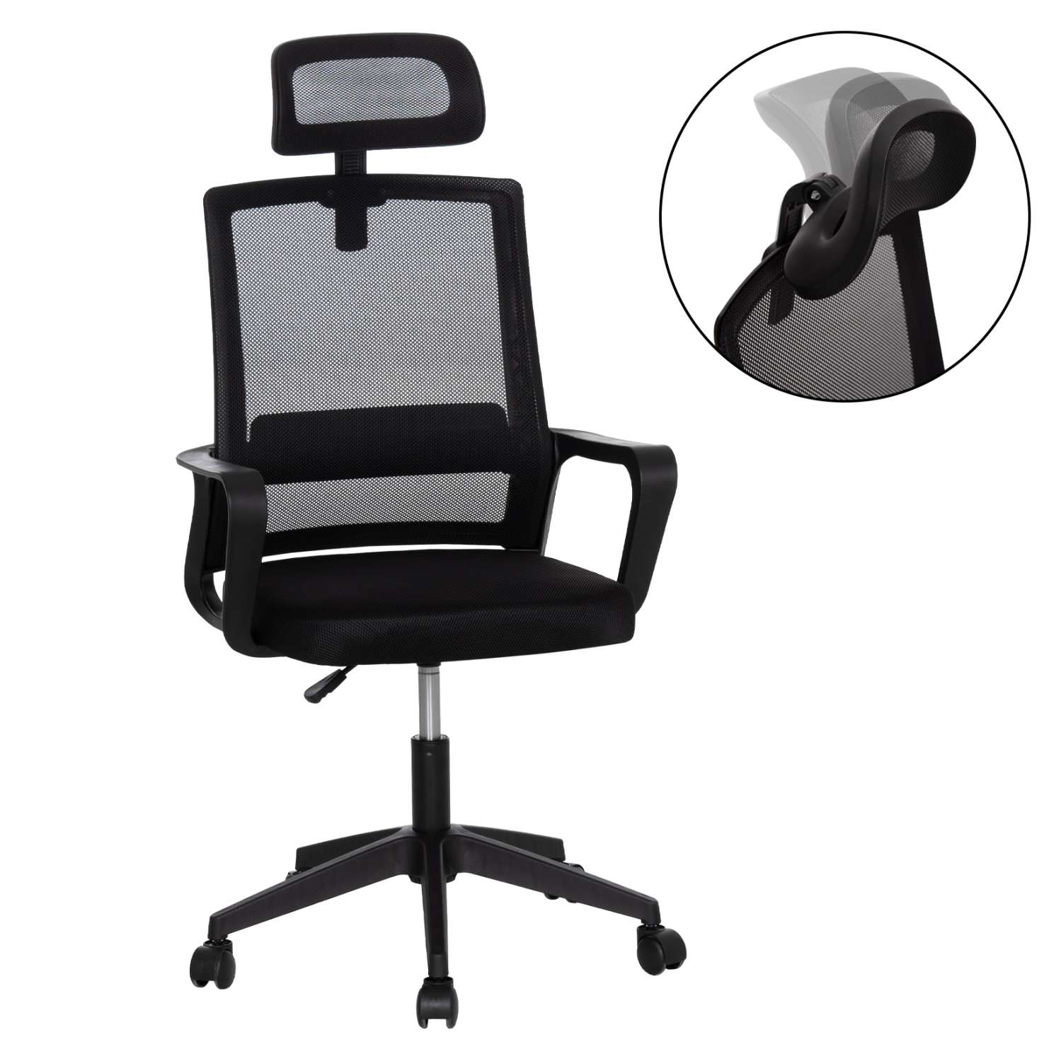 karekla-grafeioy-fb9122901-mayro-mesh-pp ΚΑΡΕΚΛΑ ΓΡΑΦΕΙΟΥ VELOCITY HM1229.01 ΜΑΥΡO MESH & PP 60x62x123Υεκ - Image 1