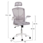 ΚΑΡΕΚΛΑ ΓΡΑΦΕΙΟΥ FLOATER HM1230.02 ΛΕΥΚΟ PP--ΑΝΟΙΧΤΟ ΓΚΡΙ MESH 62x62x115-125Υεκ - Image 2