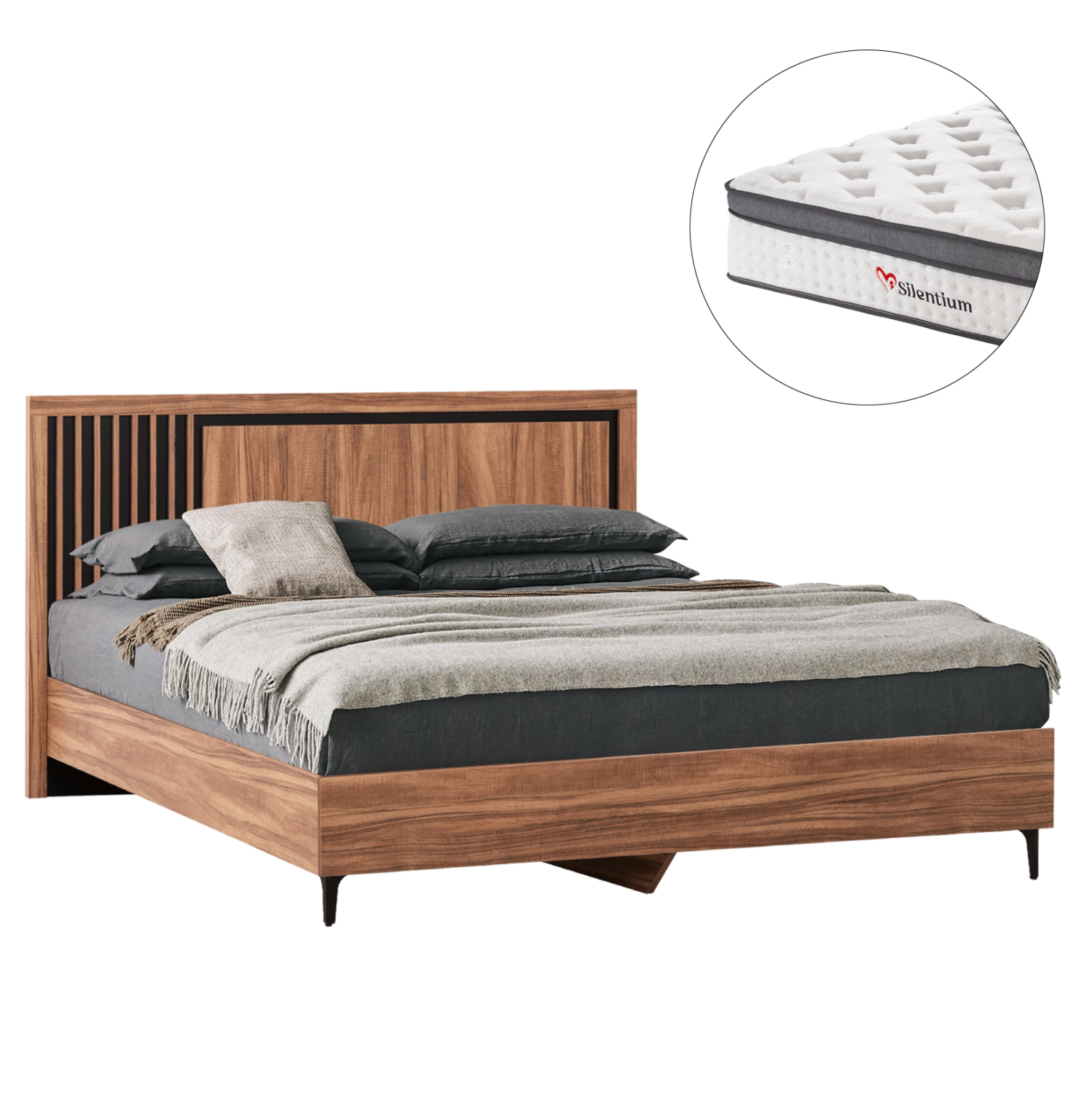 krebati-diplo-stroma-fb91080801-melamini-8 ΚΡΕΒΑΤΙ ΔΙΠΛΟ & ΣΤΡΩΜΑ HARRY HM10808.01 ΜΕΛΑΜΙΝΗ ΦΥΣΙΚΟ ΞΥΛΟΥ-ΜΑΥΡΟ--ΓΙΑ 160x200εκ - Image 1