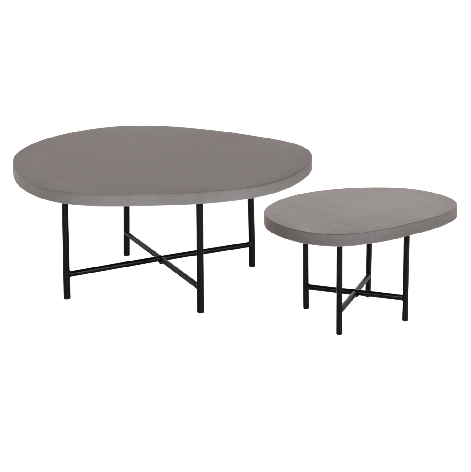 set-2-trapezakia-salonioy-fb91073301-fib ΣΕΤ 2 ΤΡΑΠΕΖΑΚΙΑ ΣΑΛΟΝΙΟΥ IFFANS HM10733.01 FIBER CEMENT ΓΚΡΙ-ΠΟΔΙΑ ΜΕΤΑΛΛΙΚΑ ΜΑΥΡΑ - Image 1