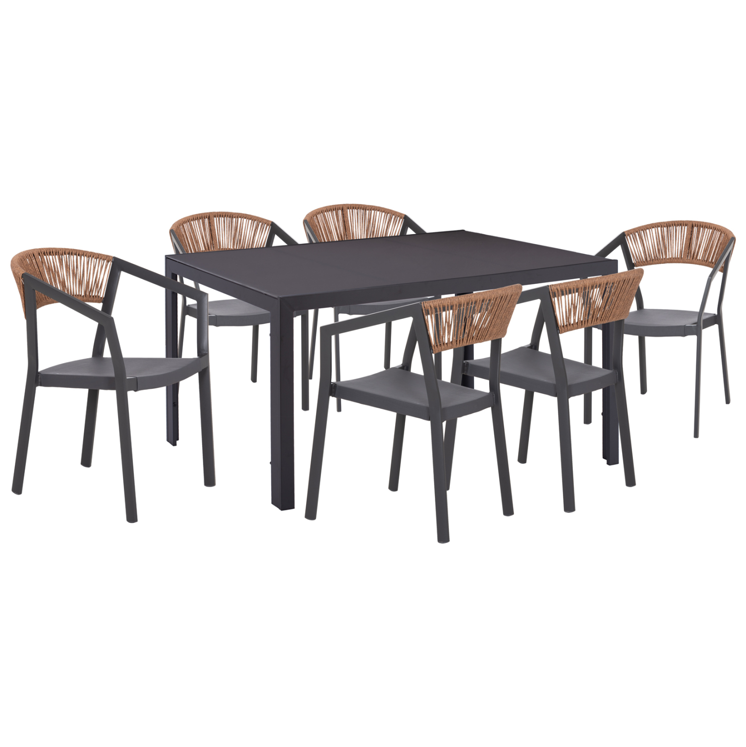 set-trapezarias-7tmch-fb91087501-trapezi-6 ΣΕΤ ΤΡΑΠΕΖΑΡΙΑΣ 7ΤΜΧ MIRI HM10875.01 ΤΡΑΠΕΖΙ ΜΕΤΑΛΛΙΚΟ ΓΚΡΙ--ΚΑΡΕΚΛΕΣ ΑΛΟΥΜΙΝΙΟΥ - Image 1