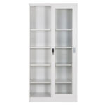 ΒΙΒΛΙΟΘΗΚΗ ΜΕ ΣΥΡΟΜΕΝΕΣ ΠΟΡΤΕΣ SIDER HM6632.02 ΜΕΤΑΛΛΙΚΗ ΛΕΥΚΗ 90x40x185Υεκ - Image 3