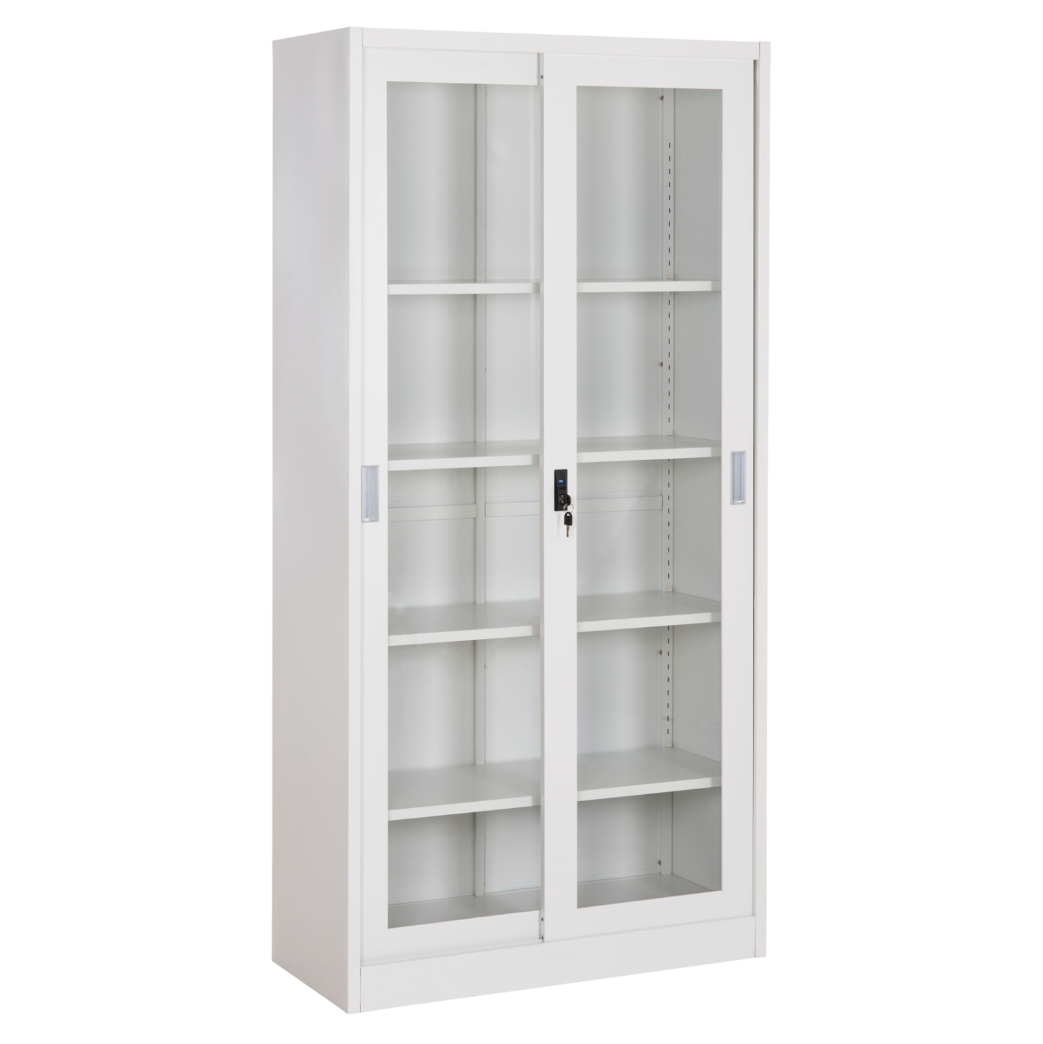 bibliothiki-me-syromenes-portes-fb966320-3 ΒΙΒΛΙΟΘΗΚΗ ΜΕ ΣΥΡΟΜΕΝΕΣ ΠΟΡΤΕΣ SIDER HM6632.02 ΜΕΤΑΛΛΙΚΗ ΛΕΥΚΗ 90x40x185Υεκ - Image 1