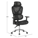 ΚΑΡΕΚΛΑ ΓΡΑΦΕΙΟΥ NOVAR HM1217.01 ΜΑΥΡO MESH--ΒΑΣΗ ΧΡΩΜΙΟΥ 51x49x129Υεκ - Image 2