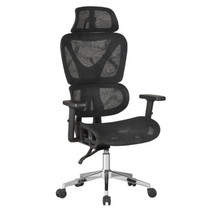 ΚΑΡΕΚΛΑ ΓΡΑΦΕΙΟΥ NOVAR HM1217.01 ΜΑΥΡO MESH--ΒΑΣΗ ΧΡΩΜΙΟΥ 51x49x129Υεκ
