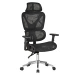 ΚΑΡΕΚΛΑ ΓΡΑΦΕΙΟΥ NOVAR HM1217.01 ΜΑΥΡO MESH--ΒΑΣΗ ΧΡΩΜΙΟΥ 51x49x129Υεκ