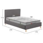ΚΡΕΒΑΤΙ ΔΙΠΛΟ ΜΕ ΣΤΡΩΜΑ INDRA HM10769.01 ΓΚΡΙ ΥΦΑΣΜΑ--ΓΙΑ ΣΤΡΩΜΑ 160x200εκ - Image 3