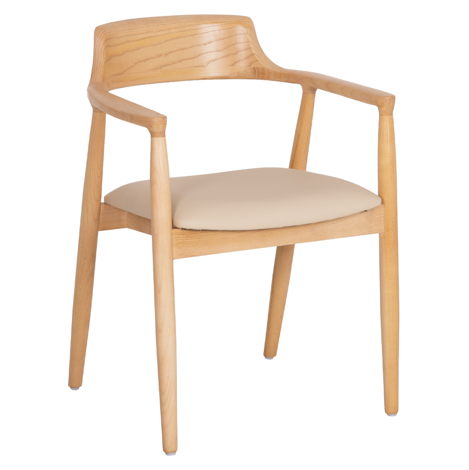 polythrona-trapezarias-fb91833611-rubber ΠΟΛΥΘΡΟΝΑ ΤΡΑΠΕΖΑΡΙΑΣ TARGA HM18336.11 RUBBERWOOD ΦΥΣΙΚΟ & PU ΕΚΡΟΥ 58x54x78Yεκ - Image 1