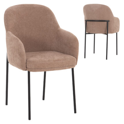 ΠΟΛΥΘΡΟΝΑ ΤΡΑΠΕΖΑΡΙΑΣ MANIDO HM18429.03 TAUPE ΥΦΑΣΜΑ-ΜΕΤΑΛ.ΜΑΥΡΑ ΠΟΔΙΑ 54x61x87Υεκ