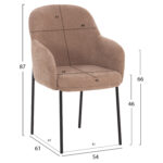 ΠΟΛΥΘΡΟΝΑ ΤΡΑΠΕΖΑΡΙΑΣ MANIDO HM18429.03 TAUPE ΥΦΑΣΜΑ-ΜΕΤΑΛ.ΜΑΥΡΑ ΠΟΔΙΑ 54x61x87Υεκ - Image 2