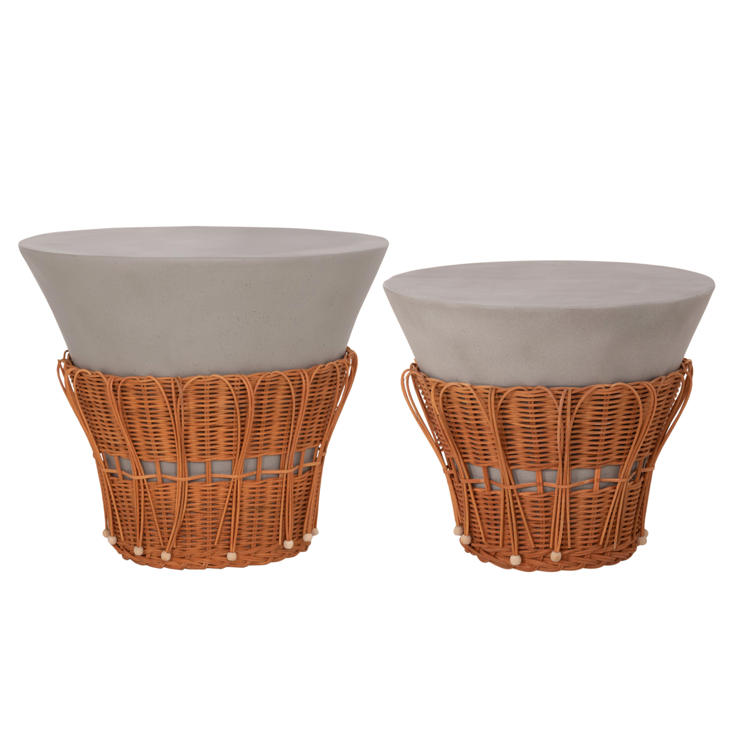 set-2tmch-boithitika-trapezia-fb92113803 ΣΕΤ 2ΤΜΧ ΒΟΗΘΗΤΙΚΑ ΤΡΑΠΕΖΙΑ PERRAL HM21138.03 FIBER CEMENT ΓΚΡΙ--ΦΥΣΙΚΟ RATTAN - Image 1