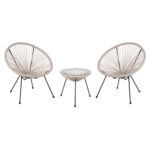 ΣΕΤ ΕΞΩΤΕΡΙΚΟΥ ΧΩΡΟΥ 3ΤΜΧ ACAPULCO HM11861.03 P.E.RATTAN ΕΚΡΟΥ-ΜΕΤΑΛΛΟ ΣΕ ΜΑΥΡΟ