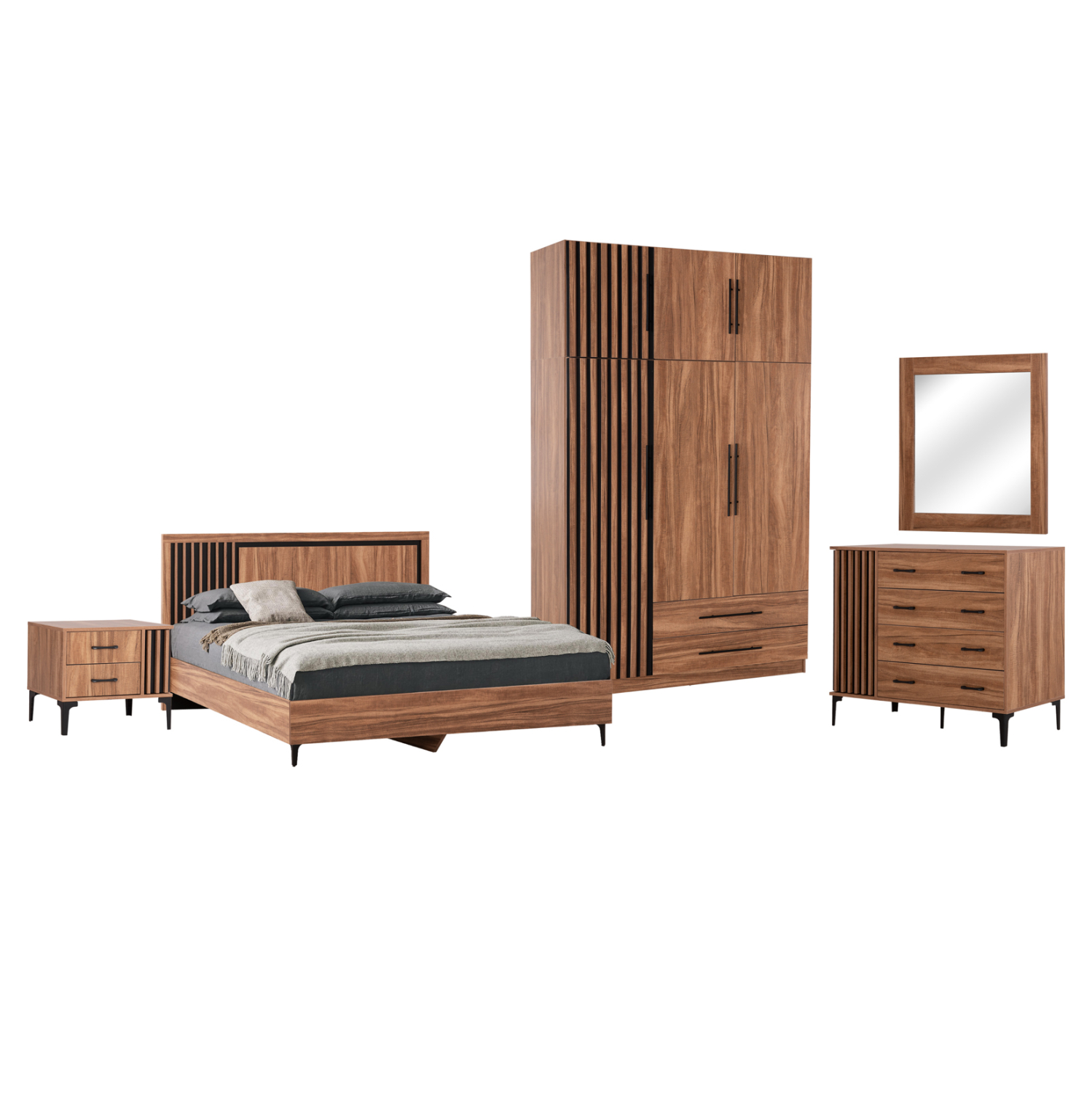 set-krebatokamaras-apo-melamini-6tmch-fb ΣΕΤ ΚΡΕΒΑΤΟΚΑΜΑΡΑΣ ΑΠΟ ΜΕΛΑΜΙΝΗ 6ΤΜΧ HARRY HM10912.01 ΓΙΑ ΣΤΡΩΜΑ 160x200εκ - Image 1