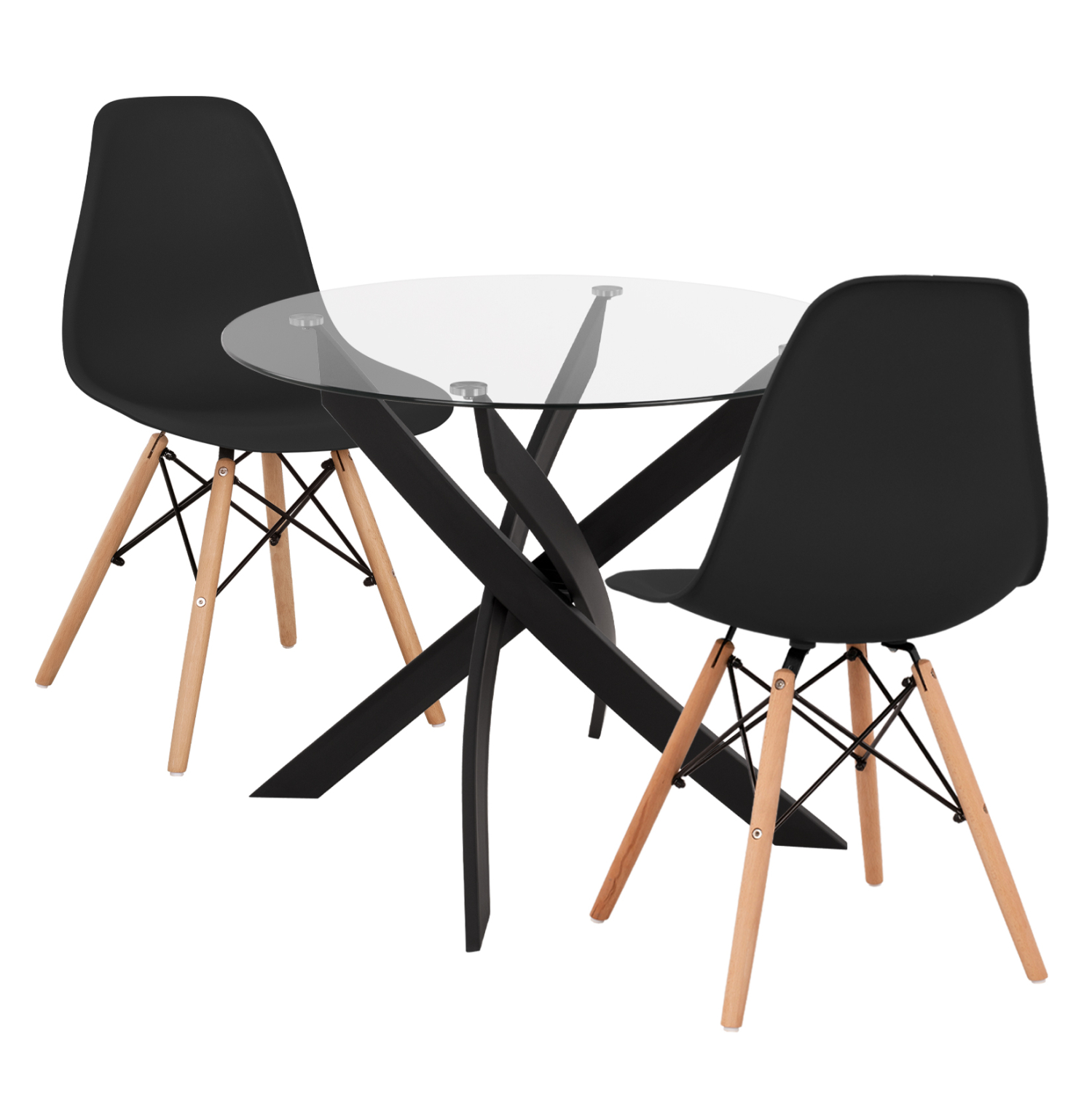 set-trapezarias-3tmch-fb921382-stroggylo ΣΕΤ ΤΡΑΠΕΖΑΡΙΑΣ 3ΤΜΧ JAFARU HM21382.02 ΣΤΡΟΓΓΥΛΟ ΤΡΑΠΕΖΙ & 2 ΚΑΡΕΚΛΕΣ ΣΕ ΜΑΥΡΟ - Image 1