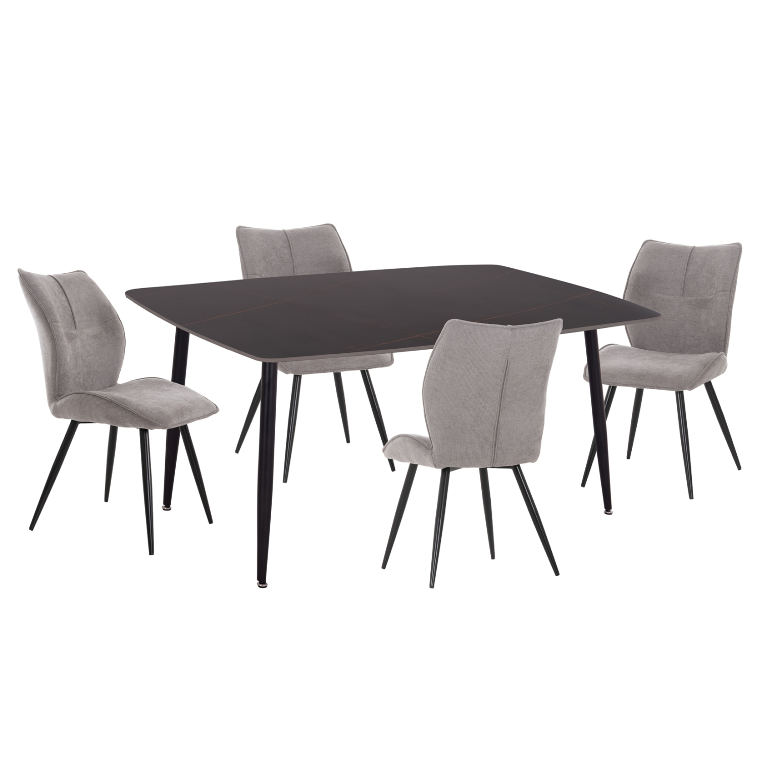 set-trapezarias-5tmch-fb91093901-keramik ΣΕΤ ΤΡΑΠΕΖΑΡΙΑΣ 5ΤΜΧ GAFF HM10939.01 ΚΕΡΑΜΙΚΟ TOP--ΥΦΑΣΜΑ ΓΚΡΙ & ΜΕΤΑΛ.ΠΟΔΙΑ ΜΑΥΡΑ - Image 1