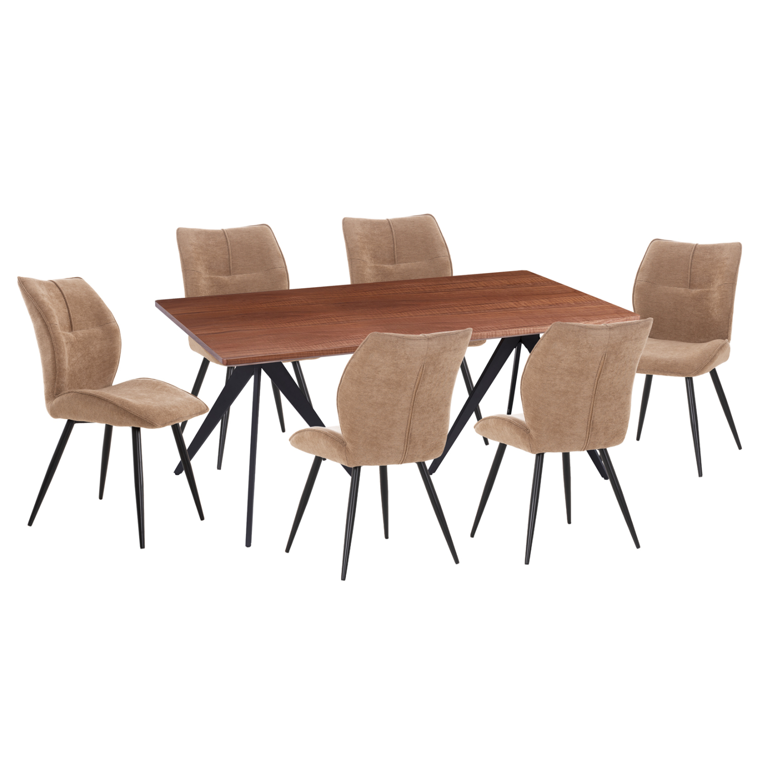 set-trapezarias-7tmch-fb91093503-mdf-top-6 ΣΕΤ ΤΡΑΠΕΖΑΡΙΑΣ 7ΤΜΧ GAFF HM10935.03 MDF TOP ΚΑΡΥΔΙ--ΥΦΑΣΜΑ TAUPE & ΜΕΤΑΛΛΟ ΜΑΥΡΟ - Image 1