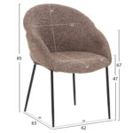 ΣΕΤ ΤΡΑΠΕΖΑΡΙΑΣ 7ΤΜΧ DRENNY HM10936.03 MDF TOP ΚΑΡΥΔΙ--ΥΦΑΣΜΑ TAUPE & ΜΕΤΑΛΛΟ ΜΑΥΡΟ - Image 3