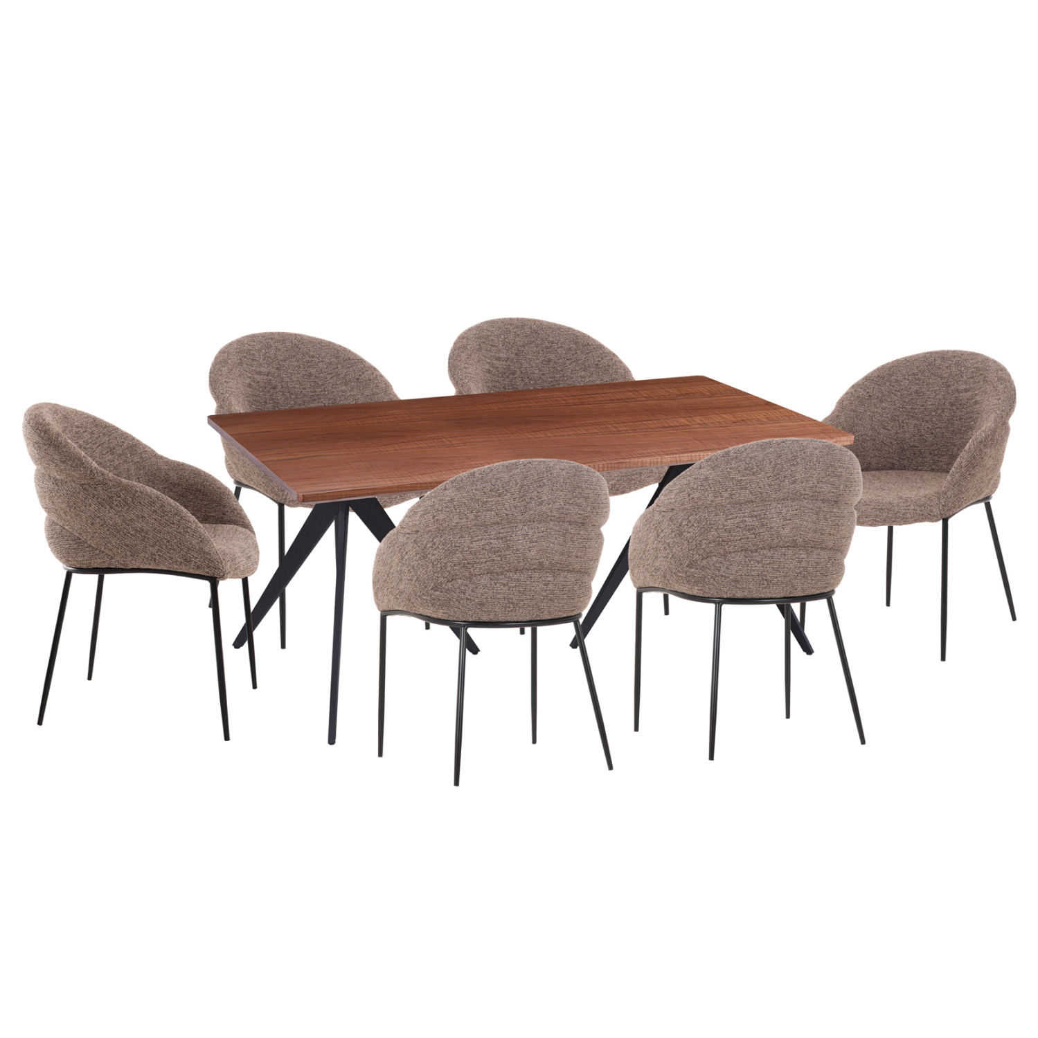 set-trapezarias-7tmch-fb91093603-mdf-top-6 ΣΕΤ ΤΡΑΠΕΖΑΡΙΑΣ 7ΤΜΧ DRENNY HM10936.03 MDF TOP ΚΑΡΥΔΙ--ΥΦΑΣΜΑ TAUPE & ΜΕΤΑΛΛΟ ΜΑΥΡΟ - Image 1