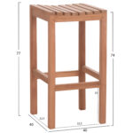 ΣΕΤ ΤΡΑΠΕΖΙ ΜΕ 2 ΣΚΑΜΠΟ ΜΠΑΡ PRESSCOT HM10918 ΞΥΛΟ TEAK ΣΕ ΦΥΣΙΚΟ ΧΡΩΜΑ - Image 3