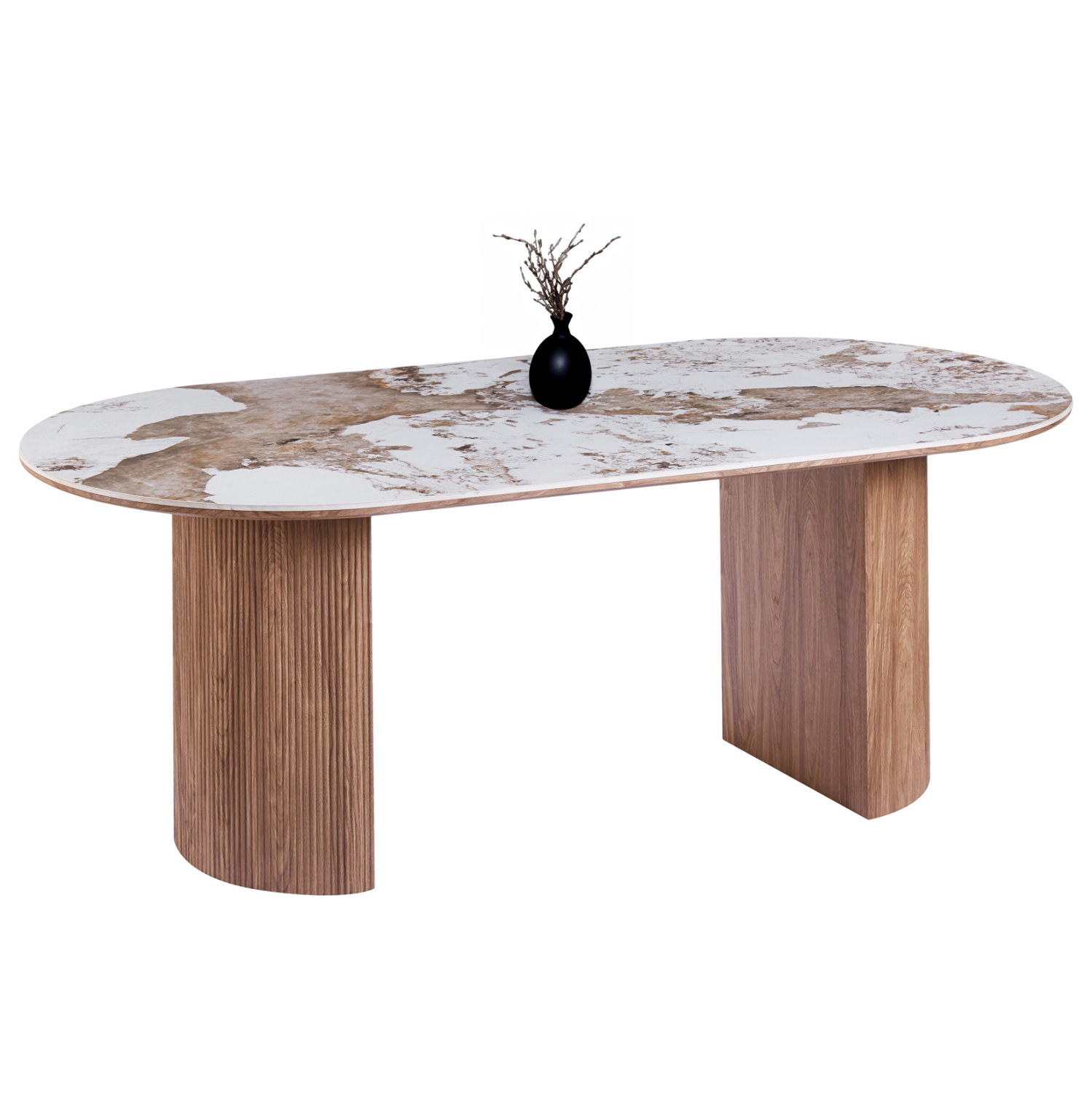 trapezi-obal-fb918428-keramiko-top-se-pa ΤΡΑΠΕΖΙ ΟΒΑΛ MARBLEX HM18428 ΚΕΡΑΜΙΚΟ TOP ΣΕ PANDORA--MDF ΠΟΔΙΑ 210x100x77Υεκ - Image 1