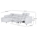 ΚΑΝΑΠΕΣ ΑΡΙΣΤΕΡΗ ΓΩΝΙΑ 3Θ ΜΕ RECLINE VALENTE HM3317.01L ΑΝΟΙΧΤΟ ΓΚΡΙ ΥΦΑΣΜΑ 275x160x104Yεκ - Image 2