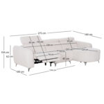 ΚΑΝΑΠΕΣ ΔΕΞΙΑ ΓΩΝΙΑ 3Θ ΜΕ RECLINE VALENTE HM3317.02R ΜΠΕΖ ΥΦΑΣΜΑ 275x160x104Yεκ - Image 2
