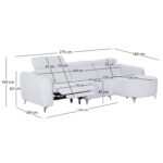 ΚΑΝΑΠΕΣ ΔΕΞΙΑ ΓΩΝΙΑ 3Θ ΜΕ RECLINE VALENTE HM3317.01R ΑΝΟΙΧΤΟ ΓΚΡΙ ΥΦΑΣΜΑ 275x160x104Yεκ - Image 2