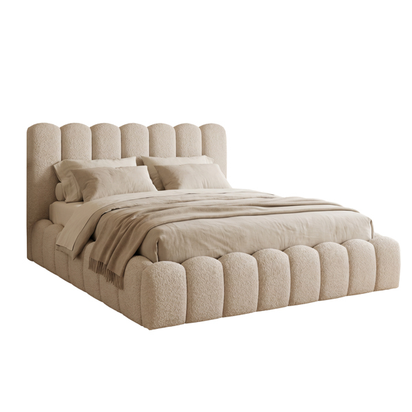 krebati-diplo-fb975903-mpez-chenille-yfa ΚΡΕΒΑΤΙ ΔΙΠΛΟ MARIUS HM759.03 ΜΠΕΖ CHENILLE ΥΦΑΣΜΑ-- ΓΙΑ ΣΤΡΩΜΑ 160x200εκ - Image 1