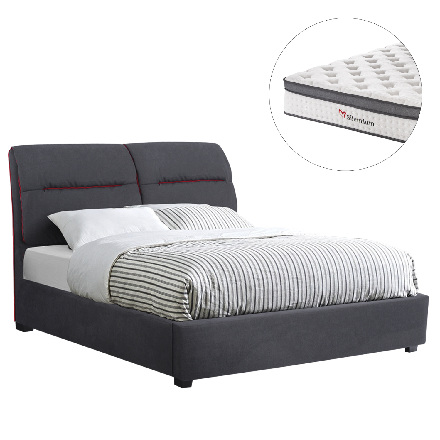 krebati-diplo-me-stroma-fb910804-gkri-yf ΚΡΕΒΑΤΙ ΔΙΠΛΟ ΜΕ ΣΤΡΩΜΑ KENDRA HM10804 ΓΚΡΙ ΥΦΑΣΜΑ--ΓΙΑ ΣΤΡΩΜΑ 150x200εκ - Image 1