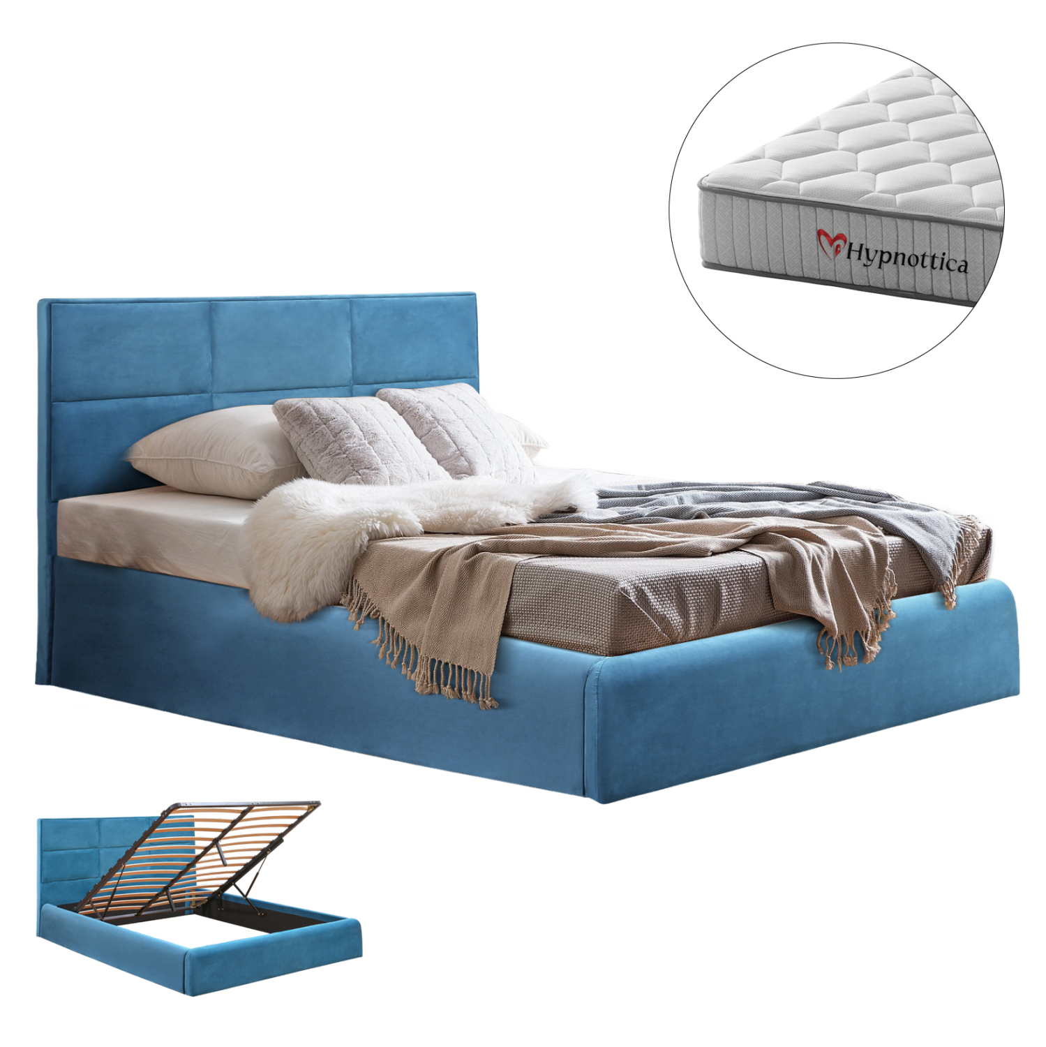 krebati-me-stroma-apothchoro-fb91076504- ΚΡΕΒΑΤΙ ΜΕ ΣΤΡΩΜΑ & ΑΠΟΘ.ΧΩΡΟ BRILEY HM10765.04 ΠΕΤΡΟΛ ΒΕΛΟΥΔΟ--ΣΤΡΩΜΑ 160x200εκ - Image 1