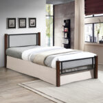 ΚΡΕΒΑΤΙ ΜΕ ΣΤΡΩΜΑ RAYVEN HM10754.02 ΜΕΤΑΛΛΟ & RUBBERWOOD ΣΕ DIRTY OAK--ΣΤΡΩΜΑ 90Χ190 - Image 2