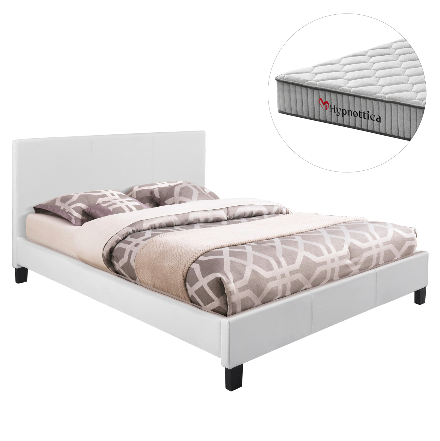 krebati-me-stroma-fb91076001-leyko-pu-gi-6 ΚΡΕΒΑΤΙ ΜΕ ΣΤΡΩΜΑ BECCA HM10760.01 ΛΕΥΚΟ PU--ΓΙΑ 150x200εκ - Image 1