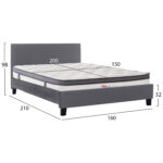 ΚΡΕΒΑΤΙ ΜΕ ΣΤΡΩΜΑ BECCA HM10803.11 ΓΚΡΙ ΥΦΑΣΜΑ--ΓΙΑ 150x200εκ - Image 3