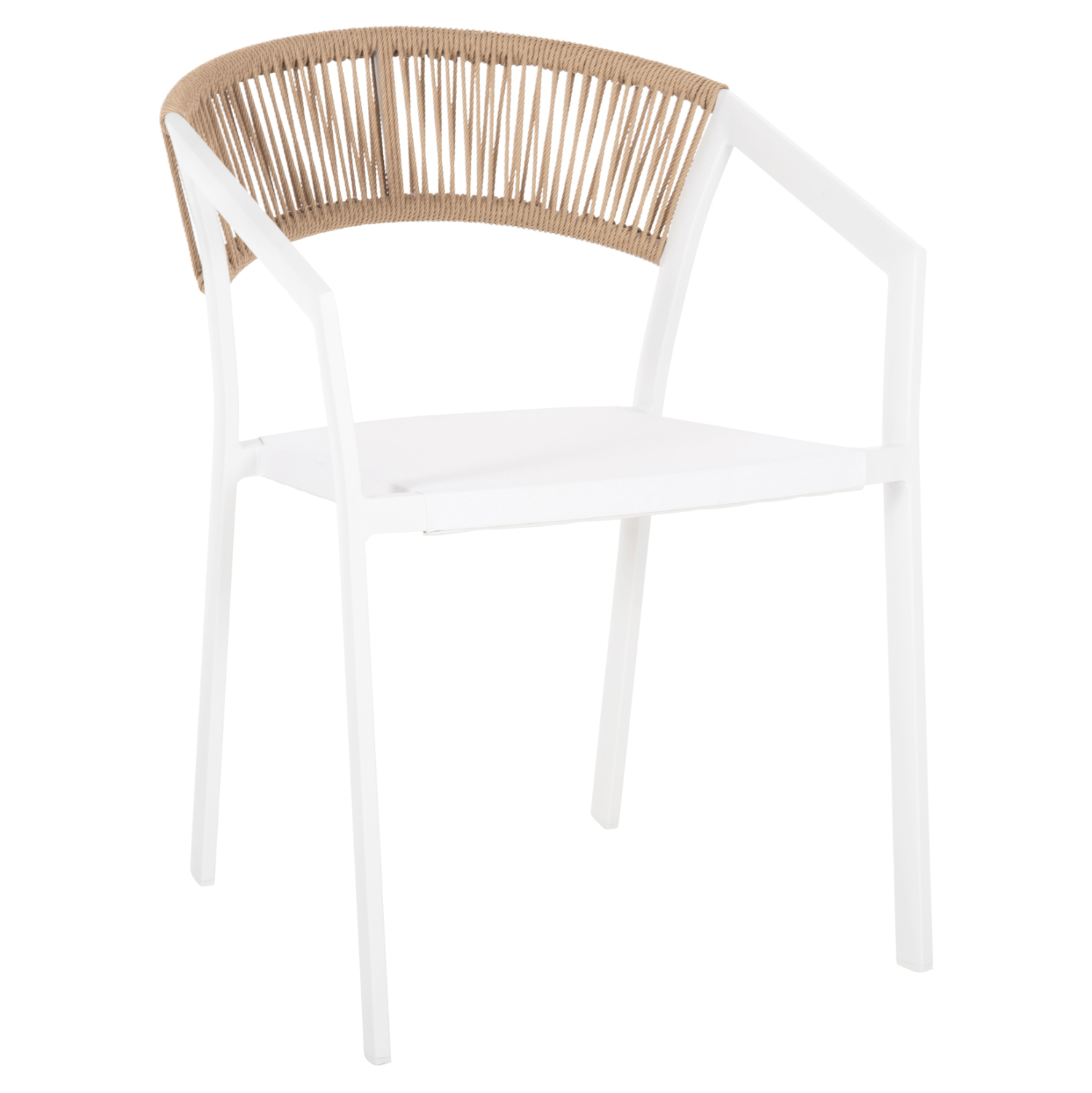 polythrona-aloyminioy-fb9589122-leykos-s-10 ΠΟΛΥΘΡΟΝΑ ΑΛΟΥΜΙΝΙΟΥ MIRI HM5891.22 ΛΕΥΚΟΣ ΣΚΕΛΕΤΟΣ&TEXTLINE-ΜΠΕΖ RATTAN 57x63x82Υεκ. - Image 1