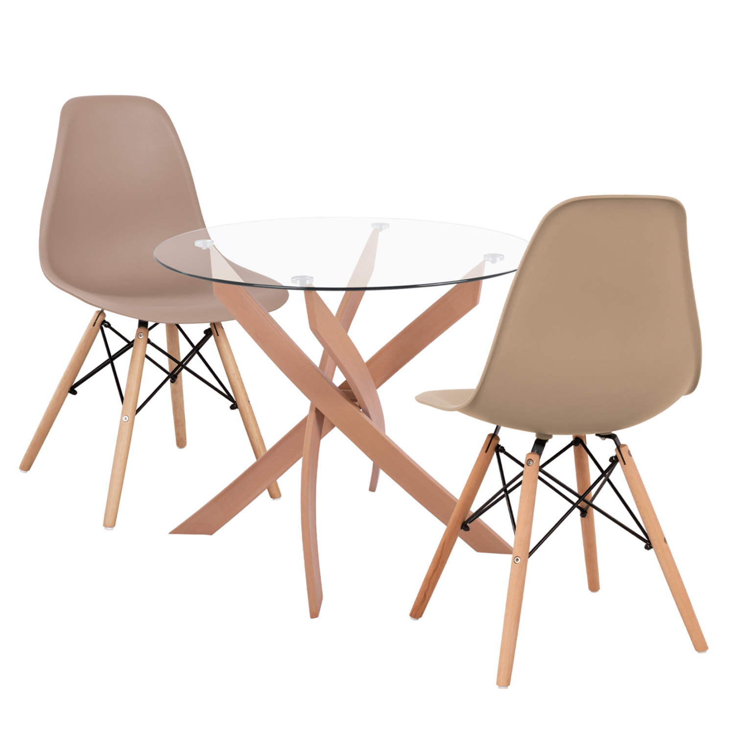 set-trapezarias-3tmch-fb921384-stroggylo ΣΕΤ ΤΡΑΠΕΖΑΡΙΑΣ 3ΤΜΧ JAFARU HM21384 ΣΤΡΟΓΓΥΛΟ ΤΡΑΠΕΖΙ & 2 ΚΑΡΕΚΛΕΣ--ΚΑΠΟΥΤΣΙΝΟ - Image 1